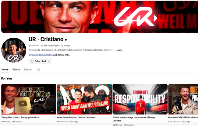 Ronaldo lập kênh youtube, cả thế giới choáng ngợp - Ảnh 1.