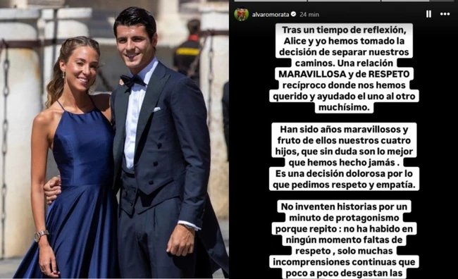 Nhà vô địch EURO Alvaro Morata bất ngờ thông báo ly hôn, vợ người mẫu ám chỉ lý do đổ vỡ - Ảnh 3.