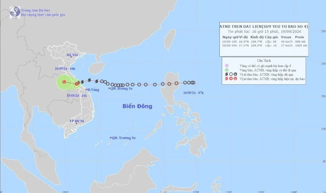 Bão số 4 suy yếu thành áp thấp nhiệt đới - Ảnh 1.